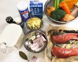 秋鮭とかぼちゃのクリームシチュー作り方1写真