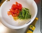 レモスコで作る♡トマトと水菜の冷製パスタ作り方3写真