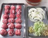 ＊豚こま団子のチリソース＊作り方1写真