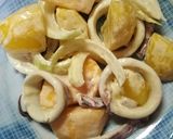 柿、イカ、ジャガイモ、玉ねぎのマヨ和え作り方5写真