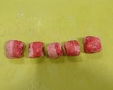 牛薄切りと蓮根で、柔らかサイコロステーキ作り方7写真