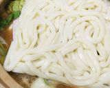 鍋の素●鮭切り身の味噌煮込み餅うどん鍋作り方3写真