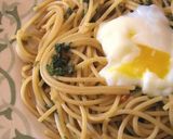 大葉にんにく醤油と温泉卵の和風パスタ作り方2写真