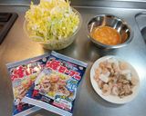 白菜と卵の海鮮モダン焼きビーフン作り方1写真