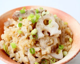 柚子胡椒も【蓮根とベーコンの炊き込みご飯作り方3写真