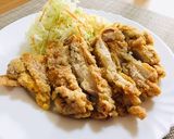 行列ができる鶏料理の名店風もも一枚揚げ作り方17写真