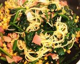 ほうれん草ベーコンとコーンの腸活パスタ作り方6写真