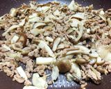 タップリきのこ と挽肉のわさび醤油パスタ作り方4写真