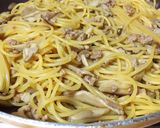 タップリきのこ と挽肉のわさび醤油パスタ作り方5写真
