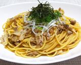 タップリきのこ と挽肉のわさび醤油パスタ作り方6写真