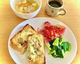肉炒めトースト！　　タロの弁当朝食編作り方2写真