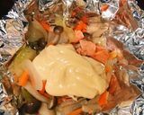 野菜と鮭のからしマヨネーズホイル焼き作り方8写真