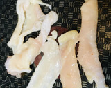 鶏皮活用●鶏皮短冊切りの塩焼き作り方1写真