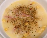 熱湯を注ぐだけ、ベーコンコーンスープご飯作り方4写真