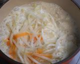 簡単♪鶏ミンチ団子もやし人参の豆乳鍋作り方3写真