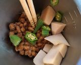 納豆とオクラ・里芋のご飯作り方2写真