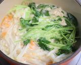 簡単♪鶏ミンチ団子もやし人参の豆乳鍋作り方4写真