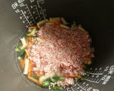 炊飯器★ひき肉とほうれん草の具だくさん粥作り方2写真