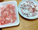 ホイコーロー(豚こま、小さなヤリイカ)作り方2写真