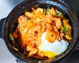 鯖缶豆富チゲの残りででチーズポックンパ作り方2写真
