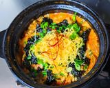 鯖缶豆富チゲの残りででチーズポックンパ作り方3写真