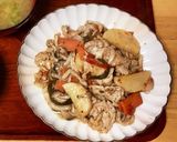 長芋と豚肉のポン酢炒め定食作り方2写真