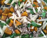 南瓜とピーマンと挽肉のオイスター野菜炒め作り方5写真