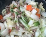 白菜と挽肉の野菜炒め☆中華風餡かけ旨煮作り方2写真