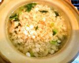 甘い秋かぶのヘルシーで美味な押し麦鶏雑炊作り方6写真