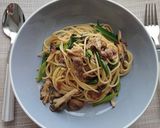 豚肉とまいたけと軟白葱のペペロンチーノ作り方8写真