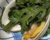 ほろ苦♩ホンビノスとたっぷり春菊の酒蒸し作り方13写真