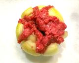 丸ごと玉ねぎとひき肉◎レンジで甘酢蒸し作り方3写真