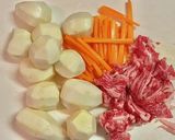 里芋と牛肉のキンピラ風甘辛煮込作り方1写真