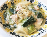 青梗菜とハムのとろとろミルク煮作り方6写真