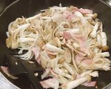 ベーコンとキノコのクリームパスタ[酒粕]作り方2写真