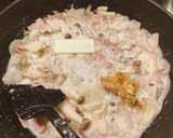 ベーコンとキノコのクリームパスタ[酒粕]作り方4写真