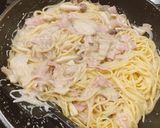 ベーコンとキノコのクリームパスタ[酒粕]作り方6写真