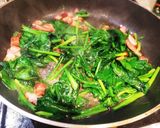 ベーコンと法蓮草のカルボナーラ風パスタ！作り方1写真