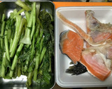 残り物のカブの葉と鮭のアラで大人の炒飯作り方1写真