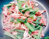♪小松菜と焼豚のガーリックバター♪作り方4写真