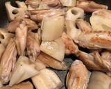 れんこんと鶏手羽の甘辛煮作り方4写真