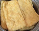 ヒジキ煮のリメイク　油揚げの餅入り袋煮作り方1写真