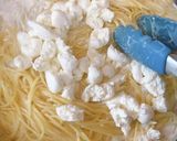 柿と春菊のパスタ Wチーズクリームソース作り方6写真