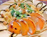 柿と春菊のパスタ Wチーズクリームソース作り方10写真