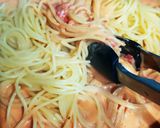 エビトマクリームパスタ作り方8写真