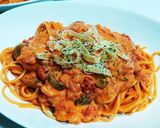 エビトマクリームパスタ作り方9写真