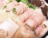 豚バラネギ巻き豆乳鍋作り方4写真