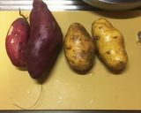 さつまいもとじゃがいもの煮物作り方1写真