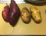 さつまいもとじゃがいもの煮物作り方1写真