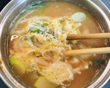 下仁田ねぎと豆腐と卵のお味噌汁作り方3写真